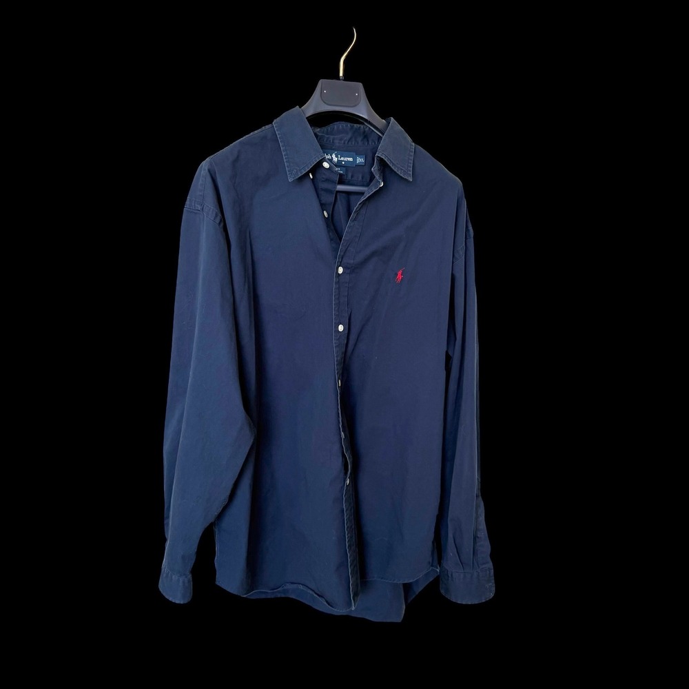 Ralph Lauren Blake Shirt Mens XL Navy Faded Cotton‎ Long Sleeve Button Down Pony